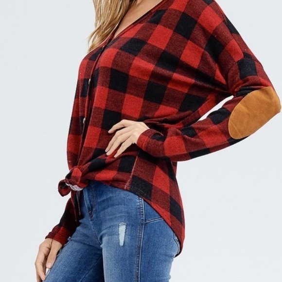 Plaid Button Down With Tie Front - Picture 3 of 4